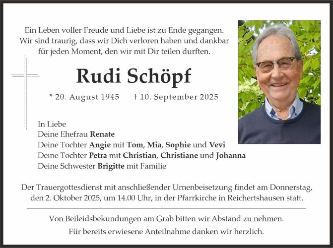 Traueranzeige Rudi Schöpf
