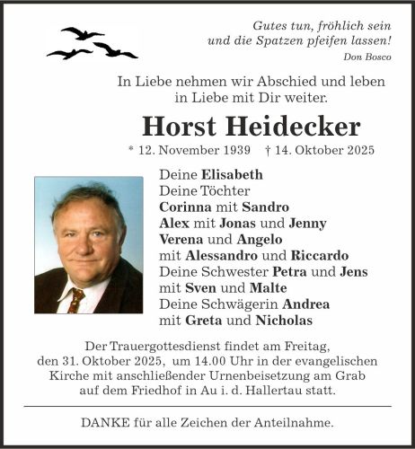 Traueranzeige Horst Heidecker