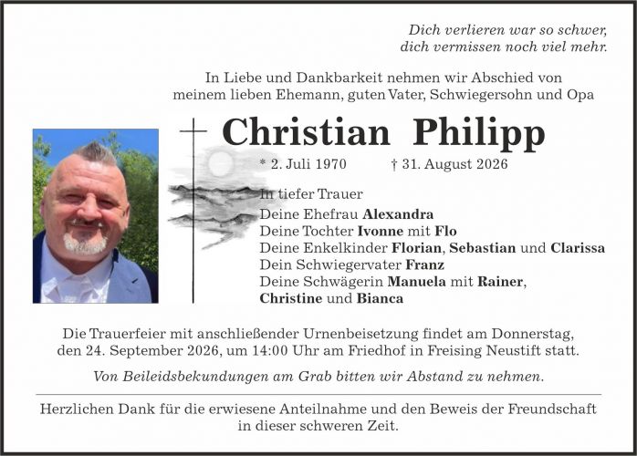 Traueranzeige Christian Philipp