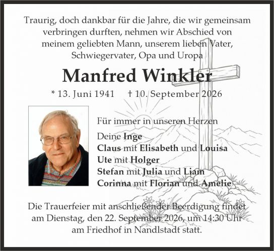 Traueranzeige Manfred Winkler