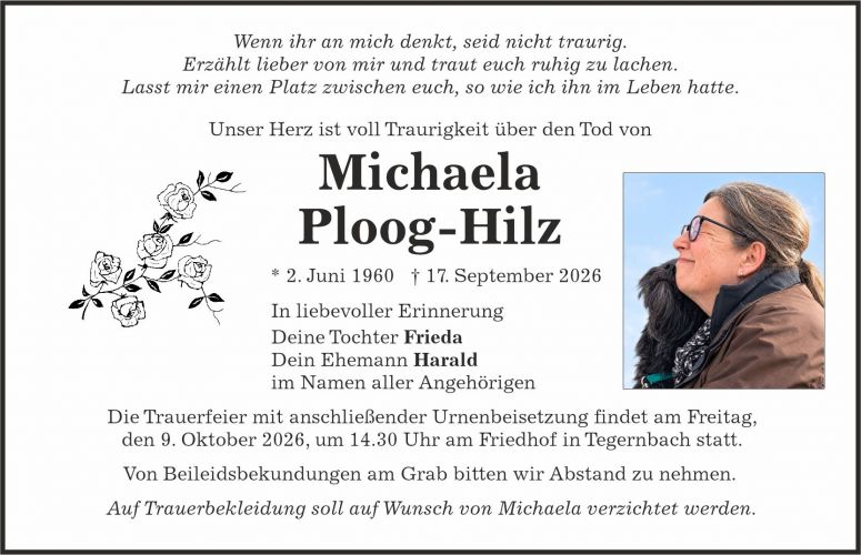 Traueranzeige Michaela Ploog-Hilz