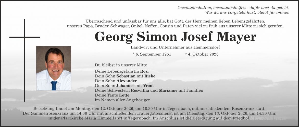 Traueranzeige Georg Mayer
